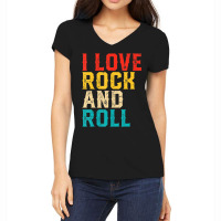 I Love Rock And Roll Distressed Rainbow 70s Retro Vintage Women's V-neck T-shirt | Artistshot