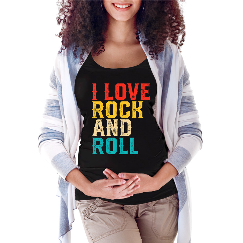 I Love Rock And Roll Distressed Rainbow 70s Retro Vintage Maternity Scoop Neck T-shirt by michaelyounger19 | Artistshot