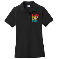 I Love Rock And Roll Distressed Rainbow 70s Retro Vintage Ladies Polo Shirt | Artistshot