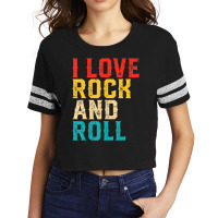 I Love Rock And Roll Distressed Rainbow 70s Retro Vintage Scorecard Crop Tee | Artistshot