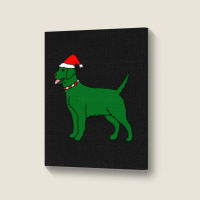 Green Christmas Dog Portrait Canvas Print | Artistshot