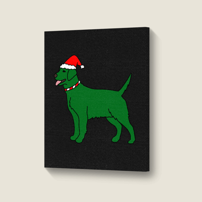 Green Christmas Dog Portrait Canvas Print | Artistshot