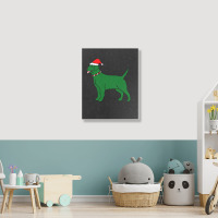 Green Christmas Dog Portrait Canvas Print | Artistshot