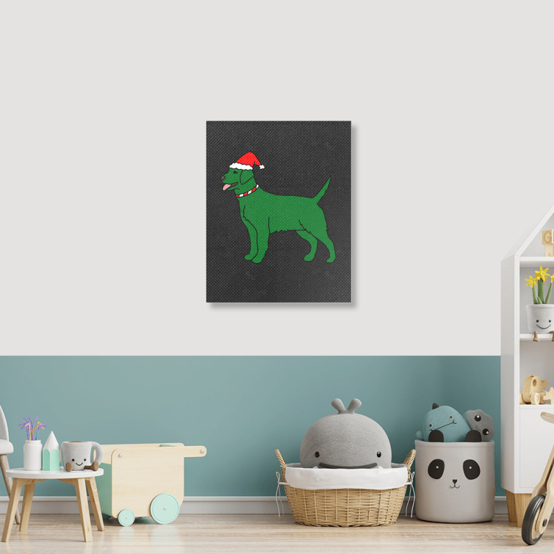 Green Christmas Dog Portrait Canvas Print | Artistshot