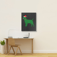 Green Christmas Dog Portrait Canvas Print | Artistshot