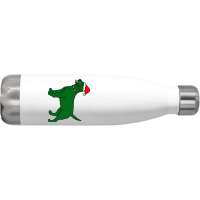 Green Christmas Dog Stainless Steel Water Bottle | Artistshot