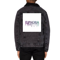 Euphoria Melting Title Gradient Poster Blue Unisex Sherpa-lined Denim Jacket | Artistshot