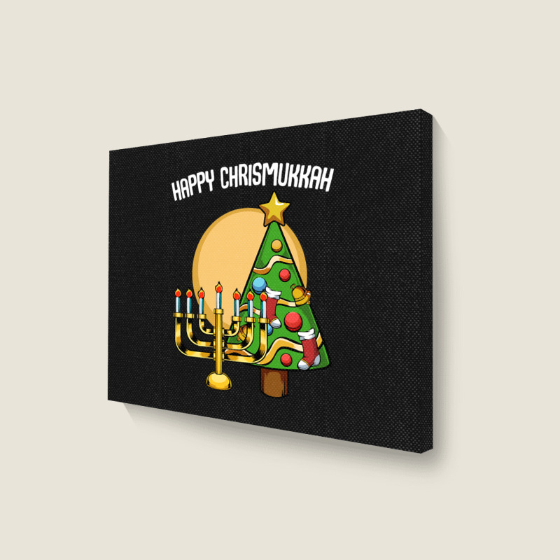 Happy Chrismukkah Christmas Hanukkah Channukah Landscape Canvas Print | Artistshot