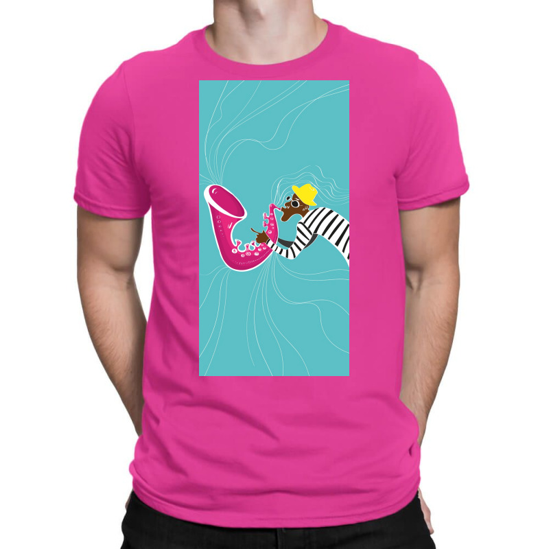 Illustration Of A Jazz With Saxophonist Poster Copy T-shirt | Artistshot