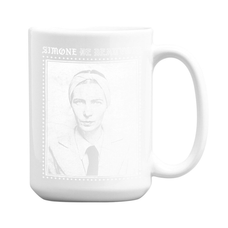 Simone De Beauvoir Faded Style Vintage Look Design 15 Oz Coffee Mug | Artistshot