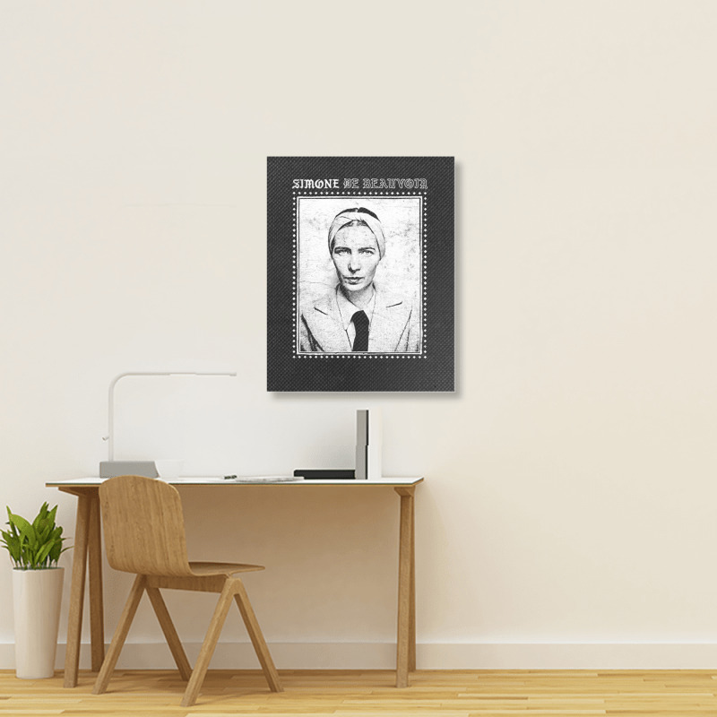 Simone De Beauvoir Faded Style Vintage Look Design Portrait Canvas Print | Artistshot