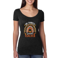 One Thankful Spanish Teacher Thanksgiving Bilingual Teacher Women's Triblend Scoop T-shirt | Artistshot