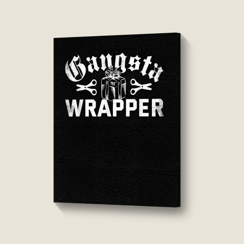 Gangsta Wrapper Funny Xmas Pun Christmas Holiday T Shirt Portrait Canvas Print | Artistshot