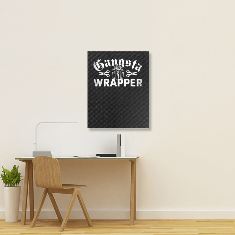 Gangsta Wrapper Funny Xmas Pun Christmas Holiday T Shirt Portrait Canvas Print | Artistshot