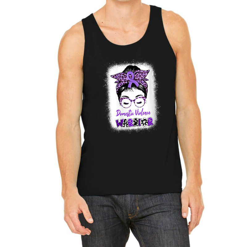 Womens Domestic Violence Awareness Warrior Purple Messy Bun V-neck Tank Top | Artistshot