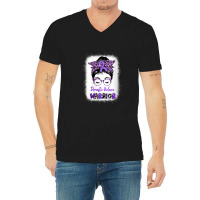 Womens Domestic Violence Awareness Warrior Purple Messy Bun V-neck V-neck Tee | Artistshot