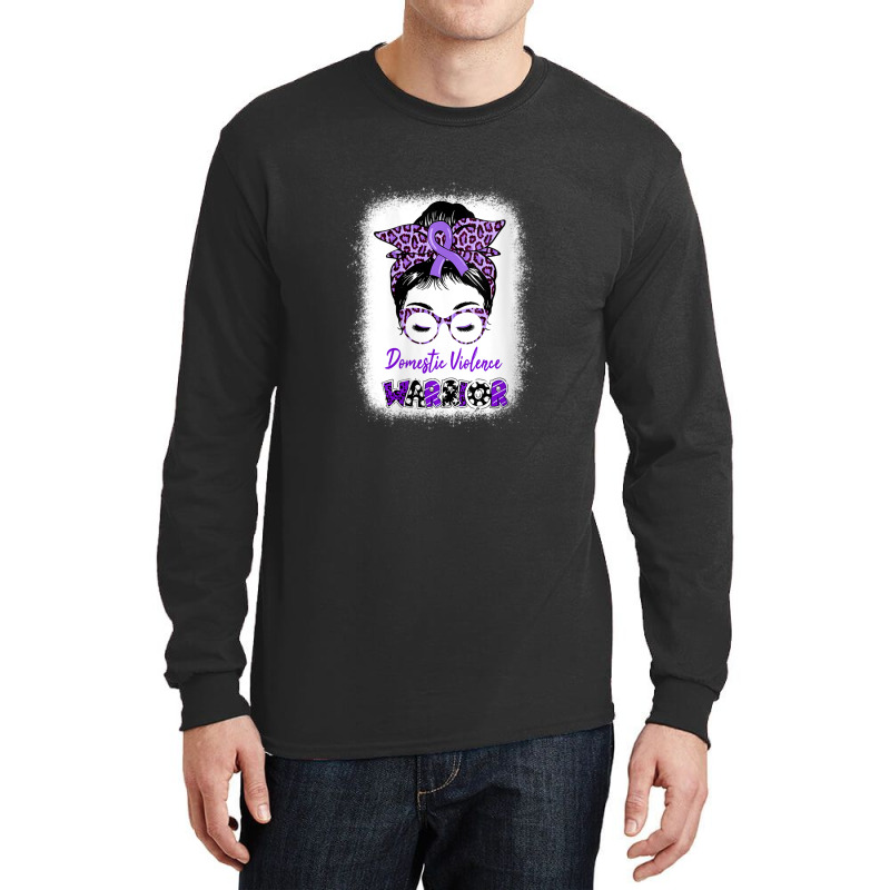 Womens Domestic Violence Awareness Warrior Purple Messy Bun V-neck Long Sleeve Shirts | Artistshot