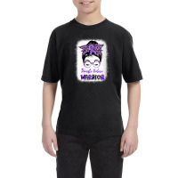 Womens Domestic Violence Awareness Warrior Purple Messy Bun V-neck Youth Tee | Artistshot