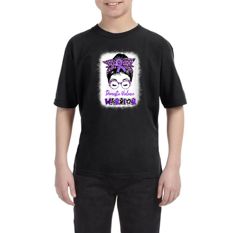 Womens Domestic Violence Awareness Warrior Purple Messy Bun V-neck Youth Tee | Artistshot