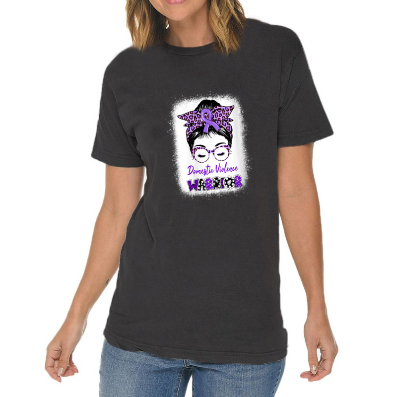 Womens Domestic Violence Awareness Warrior Purple Messy Bun V-neck Vintage T-shirt | Artistshot