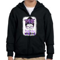 Womens Domestic Violence Awareness Warrior Purple Messy Bun V-neck Youth Zipper Hoodie | Artistshot