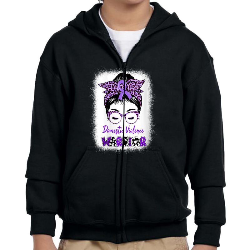 Womens Domestic Violence Awareness Warrior Purple Messy Bun V-neck Youth Zipper Hoodie | Artistshot