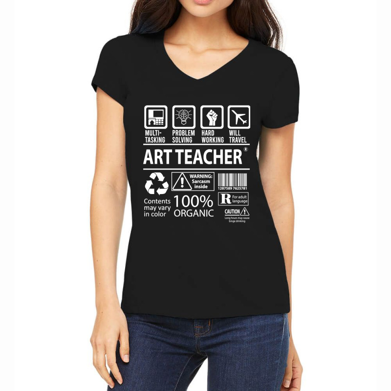 Art Teacher T Shirt - Multitasking Certified Job Gift Item Tee Women's V-Neck T-Shirt by macklinsampson | Artistshot