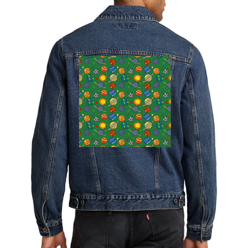 Planet Print  Space  Earth  Astronomy  Science  Green Aline Dress Men Denim Jacket | Artistshot