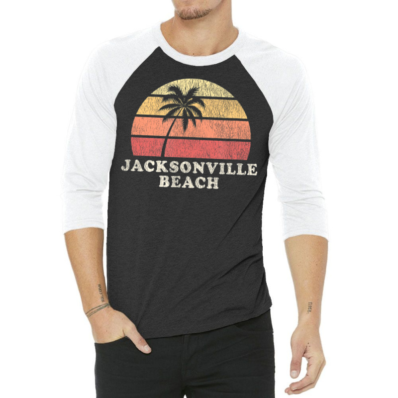 Jacksonville Beach Fl Vintage 70s Retro Throwback 3/4 Sleeve Shirt by michaelyounger19 | Artistshot