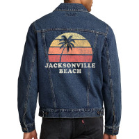 Jacksonville Beach Fl Vintage 70s Retro Throwback Men Denim Jacket | Artistshot