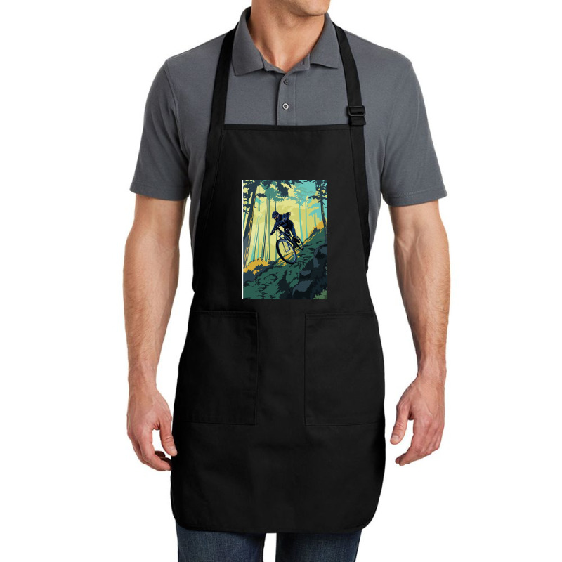 Retro Styled Mountain Bike Poster Art Full-length Apron | Artistshot