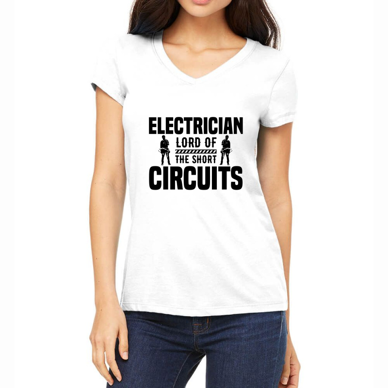 Funny Electrician Lord Of The Short Circuits Women's V-Neck T-Shirt by Olodzn | Artistshot