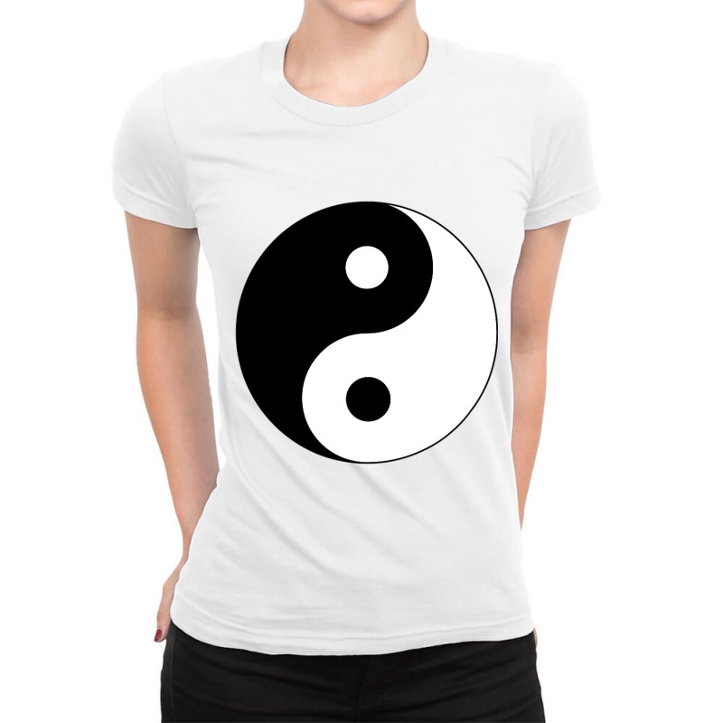 Big Yin Yang Black White Costume Cool Cute Christmas Gift Ladies Fitted T-Shirt by Rhonda | Artistshot