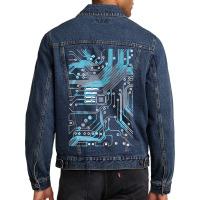 Chip Printed Circuit Cool Computer Techy Nerd Engineer Pullover Men Denim Jacket | Artistshot