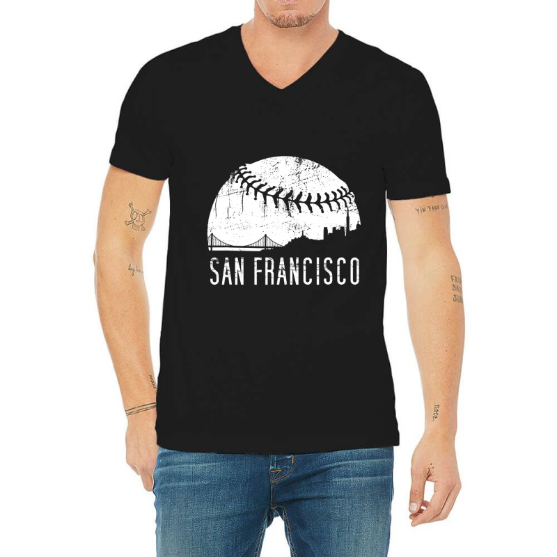 Limited Edition Sf City Skyline San Francisco City Baseball V-neck Tee | Artistshot