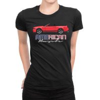 American Muscle Red With Black Stripes Five Ladies Fitted T-shirt | Artistshot