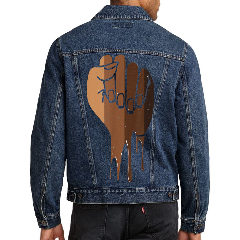 Drippin Melanin Fist Black Pride Black History Month Gift _001 Men Denim Jacket | Artistshot