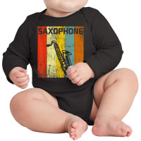 Saxophone Vintage Sax Lover 70s 80s Style Long Sleeve Baby Bodysuit | Artistshot