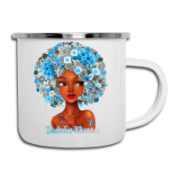 Womens Grey Blue Flowers Afro Hair Black Woman Diabetes Warrior Camper Cup | Artistshot