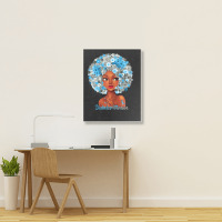 Womens Grey Blue Flowers Afro Hair Black Woman Diabetes Warrior Portrait Canvas Print | Artistshot