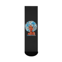 Womens Grey Blue Flowers Afro Hair Black Woman Diabetes Warrior Crew Socks | Artistshot