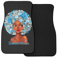 Womens Grey Blue Flowers Afro Hair Black Woman Diabetes Warrior Front Car Mat | Artistshot