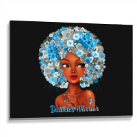 Womens Grey Blue Flowers Afro Hair Black Woman Diabetes Warrior Metal Print Horizontal | Artistshot