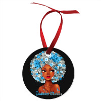 Womens Grey Blue Flowers Afro Hair Black Woman Diabetes Warrior Ornament | Artistshot