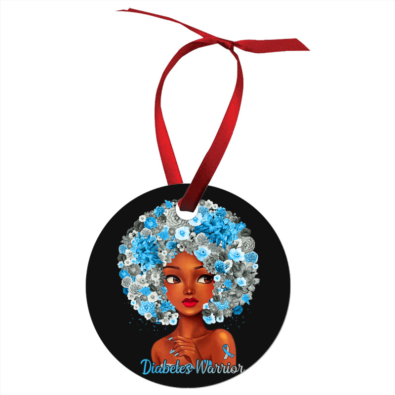 Womens Grey Blue Flowers Afro Hair Black Woman Diabetes Warrior Ornament | Artistshot