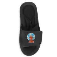 Womens Grey Blue Flowers Afro Hair Black Woman Diabetes Warrior Slide Sandal | Artistshot