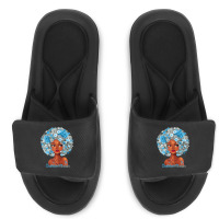 Womens Grey Blue Flowers Afro Hair Black Woman Diabetes Warrior Slide Sandal | Artistshot