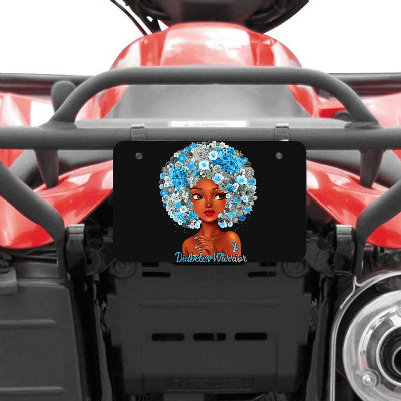 Womens Grey Blue Flowers Afro Hair Black Woman Diabetes Warrior Atv License Plate | Artistshot