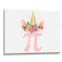 Cute Unicorn Face Pi Day  Girls Women Math Geek Metal Print Horizontal | Artistshot