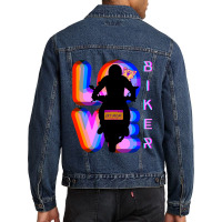 Biker And Best Rainbow Cat Mom Motorcycle Rider Men Denim Jacket | Artistshot